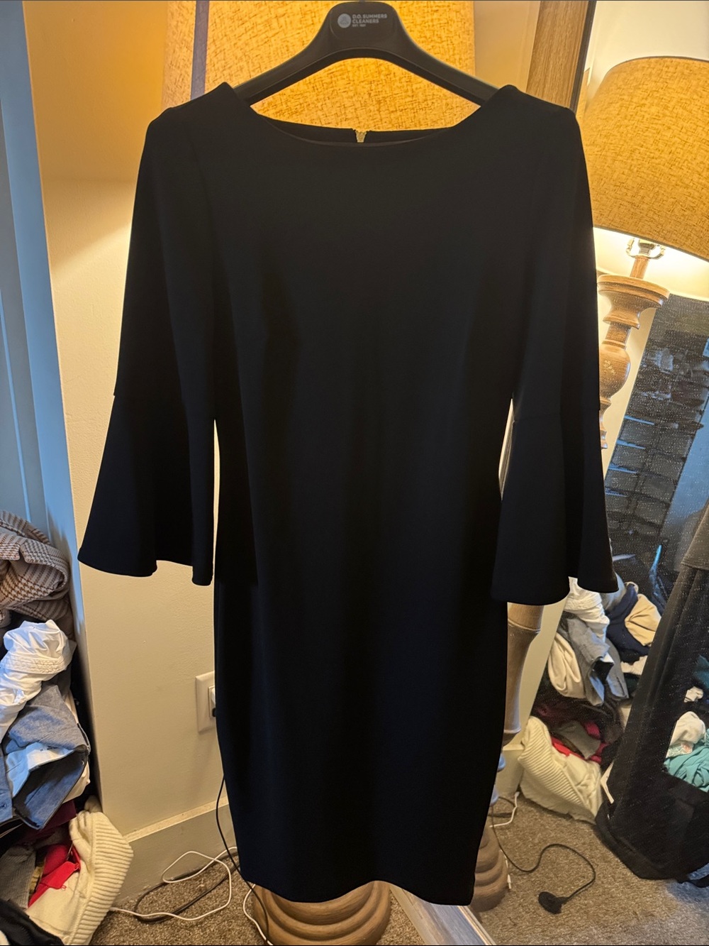 Calvin Klein Black Bell-Sleeve Sheath Dress